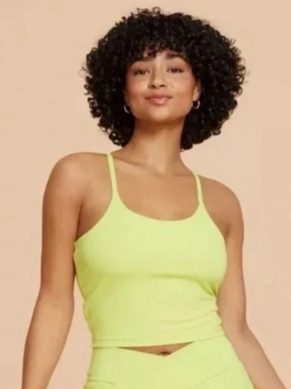 NWT Blogilates Lime Green Strappy Cropped Workout Tank Top Built-in Shelf Bra 1X